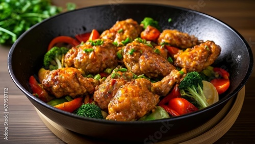  Delicious stirfry dish with chicken and vegetables