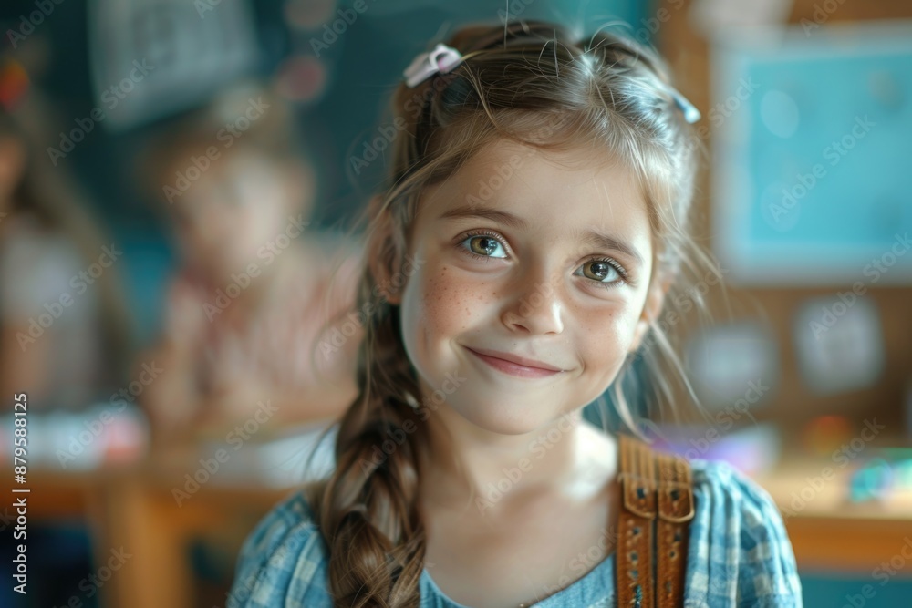 A young girl wearing braided hair and carrying a backpack, likely on her way to school or an adventure A young girl wearing braided hair and carrying a backpack, likely on her way to school or an adventure
