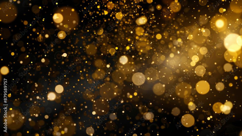 Abstract shiny background with golden highlights and particles on a black background. Christmas, New Year's element. Abstract shiny background with golden highlights and particles on a black background. Christmas, New Year's element.