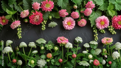 Beautiful Flowering Wall, Pink and White Flower Garden