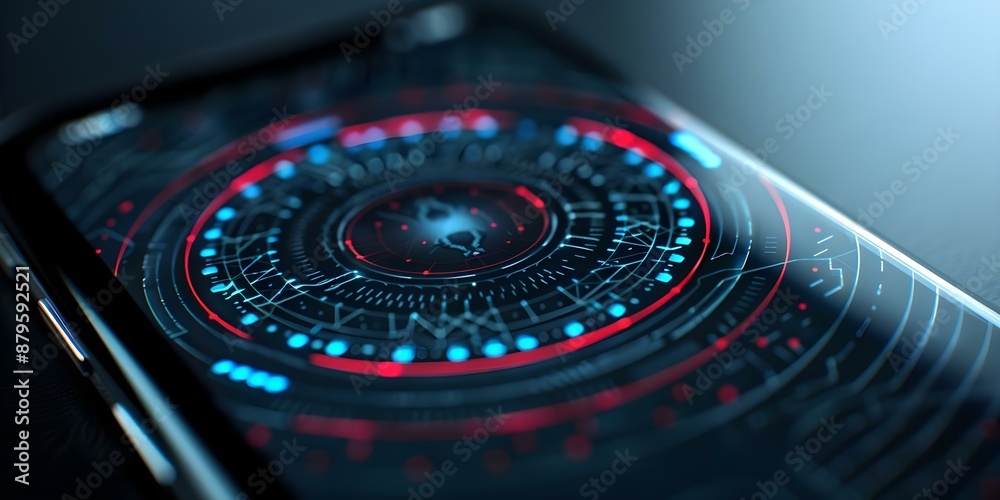 Infographic smartphone screen illustrates cyber threats highlighting importance of protecting digital life. Concept Cybersecurity, Infographics, Smartphone, Digital Life, Cyber Threats