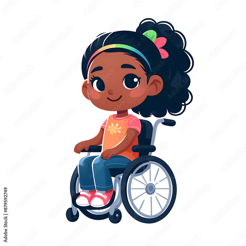 An adorable illustration of a happy girl in a wheelchair, radiating positivity and inclusivity An adorable illustration of a happy girl in a wheelchair, radiating positivity and inclusivity