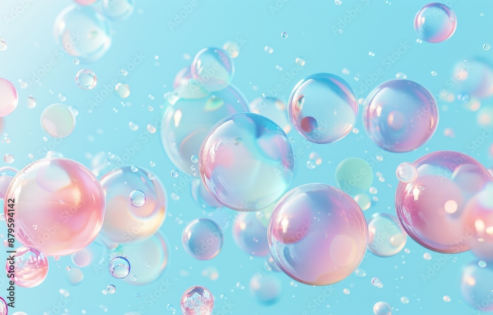 This abstract 3D background features holographic floating liquid blobs, soap bubbles, and metaballs. This abstract 3D background features holographic floating liquid blobs, soap bubbles, and metaballs.