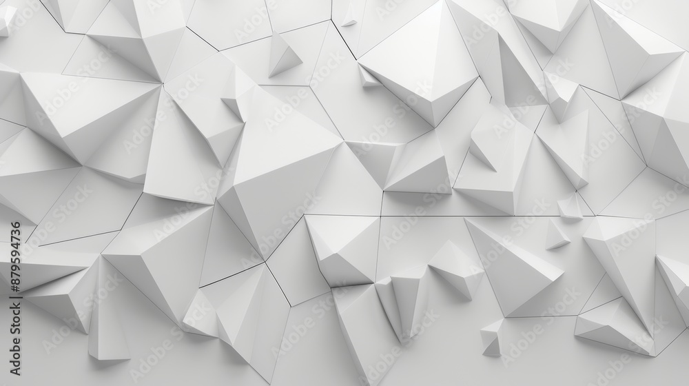 The background is white with triangles. The rendering is in 3D. The background is white with triangles. The rendering is in 3D.