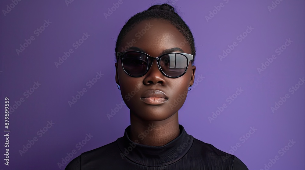 Obraz premium A woman wearing sunglasses and a black shirt