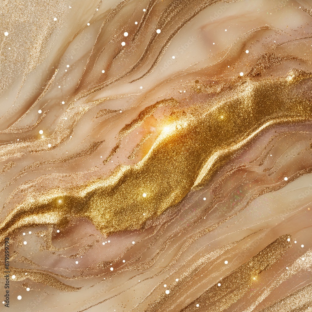 Obraz premium A gold and brown wall with glittery streaks