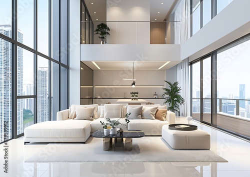 Luxury Living Room with Cityscape View © AhmadTriwahyuutomo