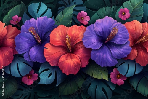 Wallpaper Mural Vibrant Hawaiian Floral Background Torontodigital.ca