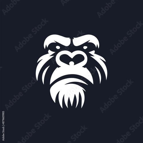 King Kong face silhouette logo icon illustration in vector design. Bold and striking graphic for branding and creative projects.
