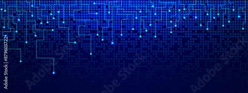 Abstract connecting circuit lines and dots with digital pixels. Network connection technology, social networking and simple technology graphic concept background.