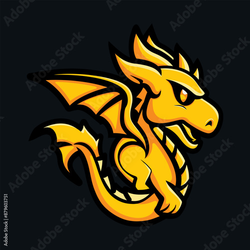 illustration of a spouting baby dragon head on a black background