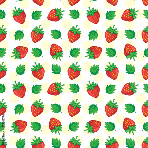 Seamless ornament with juicy strawberries