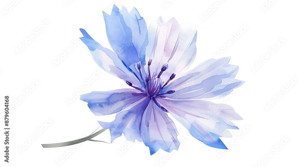 Obraz premium Watercolor Bluebells on White Background