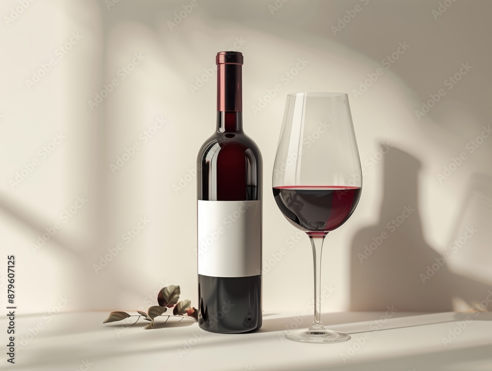 Elegant Still Life with Red Wine Bottle and Glass in Soft Shadows Mokup
Elegant Still Life with Red Wine Bottle and Glass in Soft Shadows Mokup