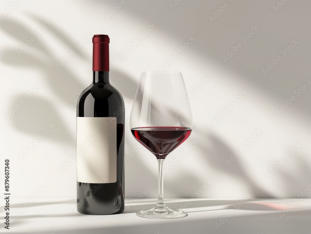 Elegant Still Life with Red Wine Bottle and Glass in Soft Shadows Mokup
Elegant Still Life with Red Wine Bottle and Glass in Soft Shadows Mokup