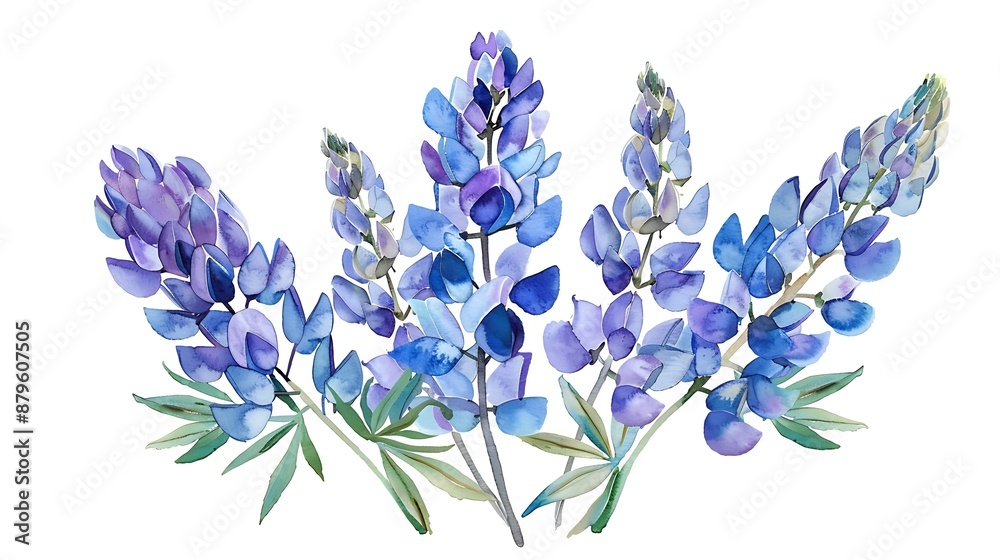 Obraz premium Watercolor Illustration of Bluebonnet Flowers