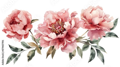 Watercolor Peonies Floral Illustration