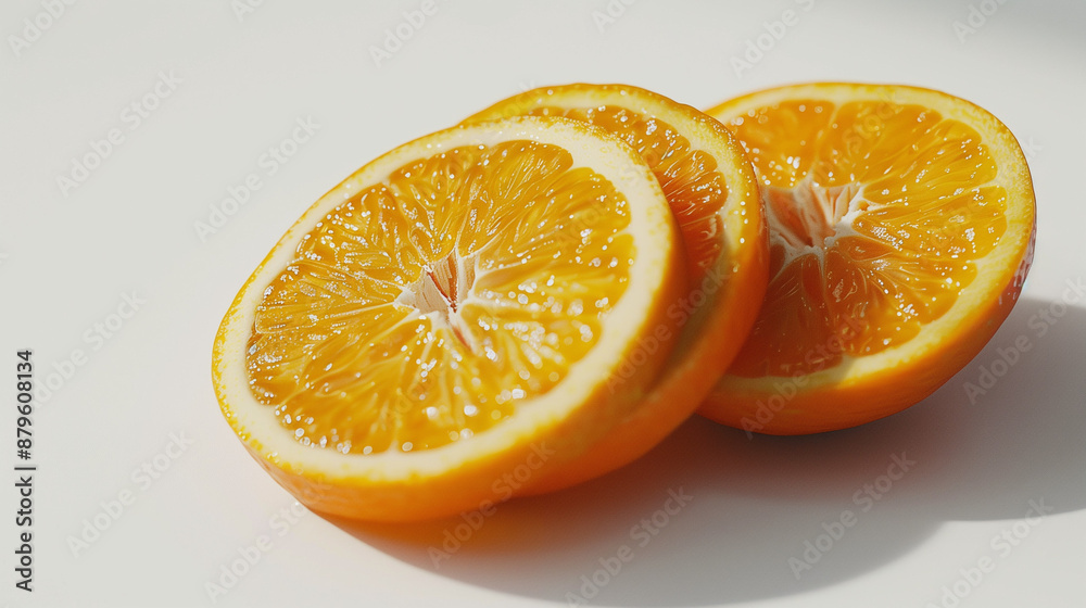 Fototapeta premium Advertising photo of vitamin product, close-up of orange slices. Close-up shots, raw graphic photos. Cosmetics advertising materials. Close-up photo of cosmetic ingredient.