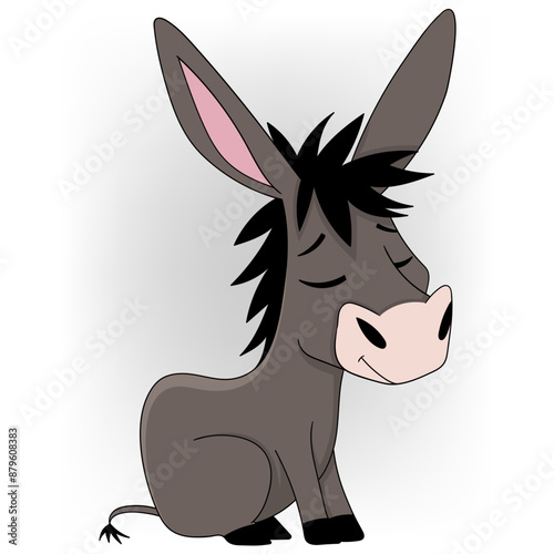 Resting Donkey with Black Mane and Closed Eyes