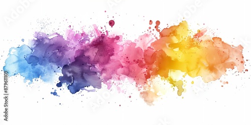 Colorful splash of paint with a rainbow of colors. The colors are bright and vibrant, creating a sense of energy and excitement. The splatter of paint appears to be in motion