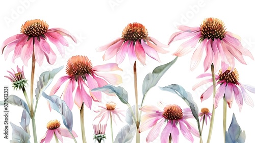 Watercolor Painting of a Pink Coneflower