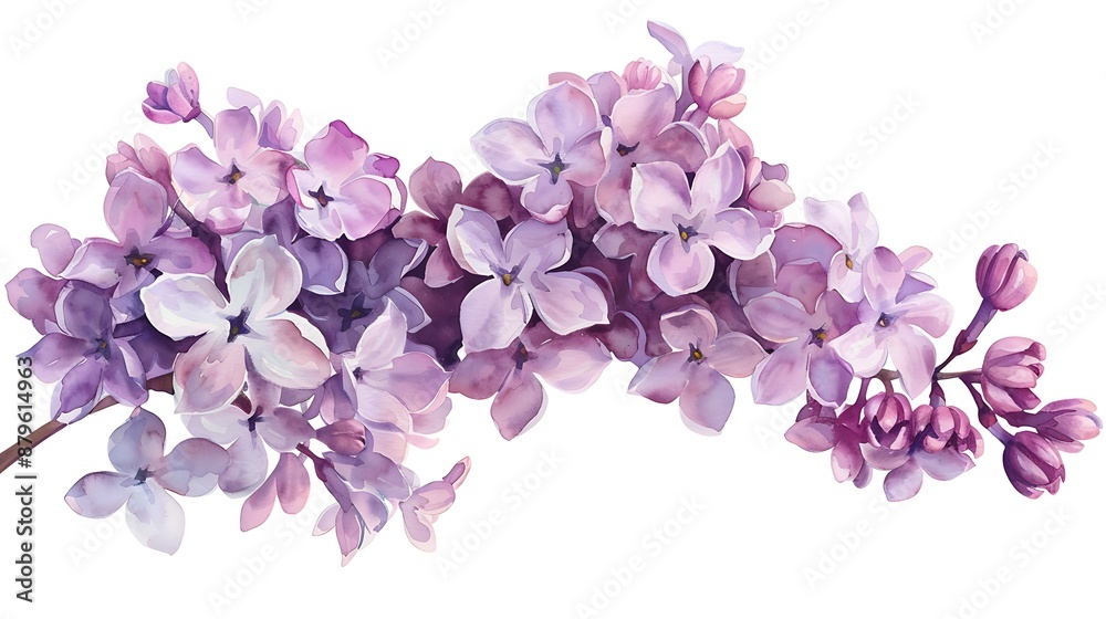 Lilac Branch Watercolor Painting Lilac Branch Watercolor Painting