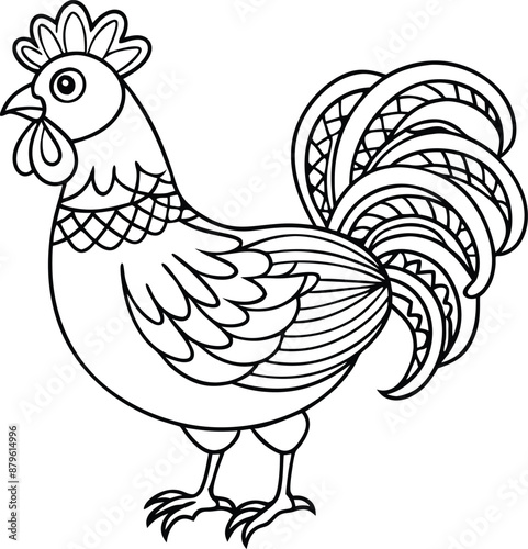ROASTER MANDALA COLORING PAGES FOR STRESS RELIEF 