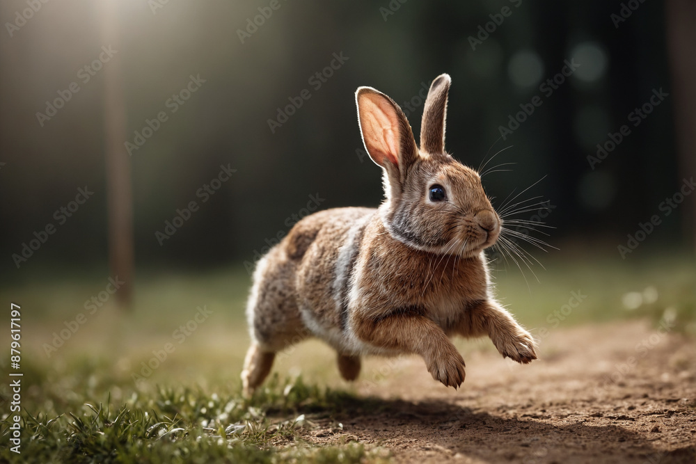 Obraz premium white rabbit on a grass