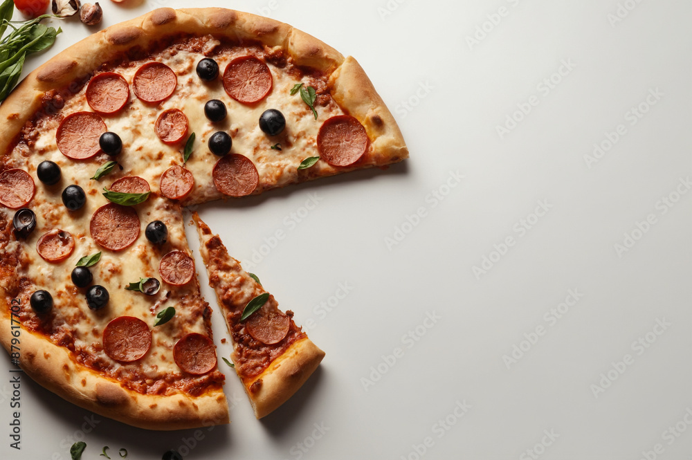 pizza with salami and olives pizza with salami and olives