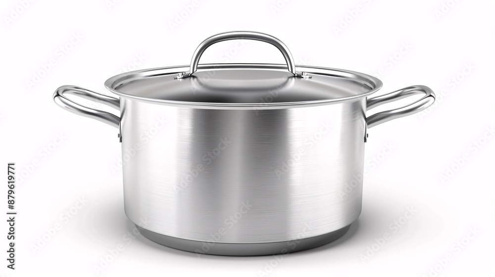 Shiny metal stockpot isolated on white Shiny metal stockpot isolated on white