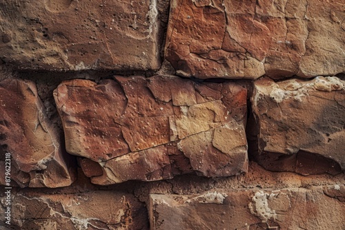 Close-up of rustic clay bricks with a slightly rough texture