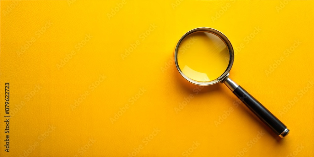 Magnifying Glass on Bright Yellow Background