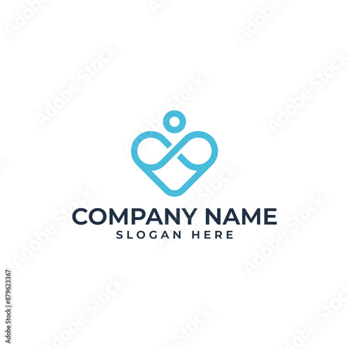 The Heart love and encompass logo showing the infinity love and caring in soft aqua color