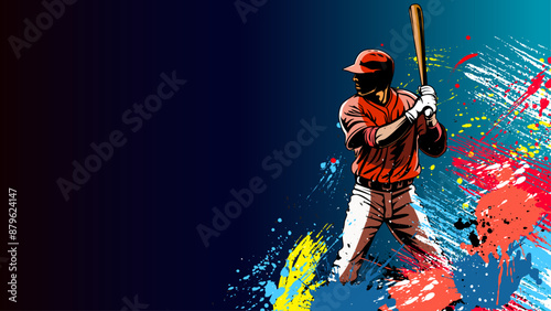 Baseball player. Baseball cap. Hitter swinging with bat. Abstract isolated vector silhouette. 