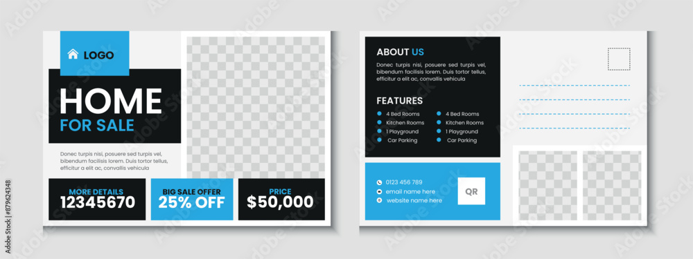 Real Estate Home Sale Postcard Template Design Real Estate Home Sale Postcard Template Design