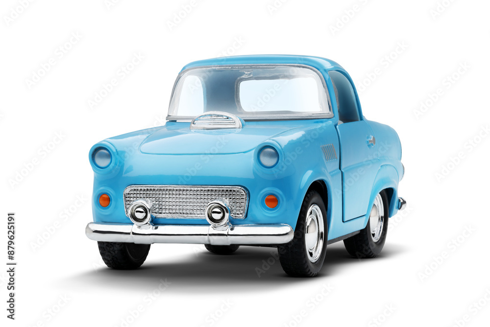 Front and Left Side View of Blue Toy Car on transparent Background Front and Left Side View of Blue Toy Car on transparent Background