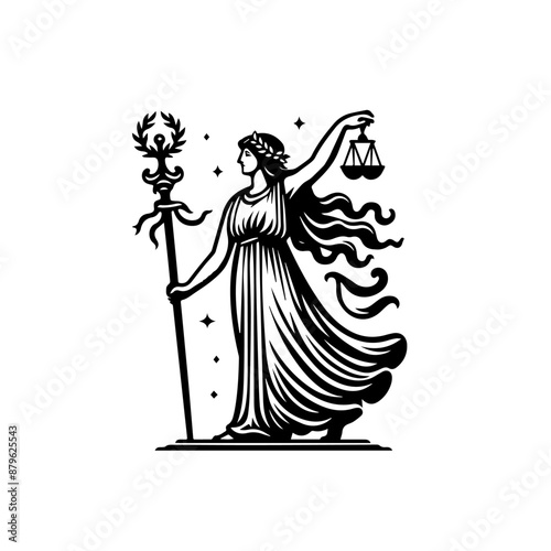 greek goddess of harvest Demeter illustration. black and white illustration of goddess Demeter no fill. Roman goddess Ceres. Greek deity. Roman deity