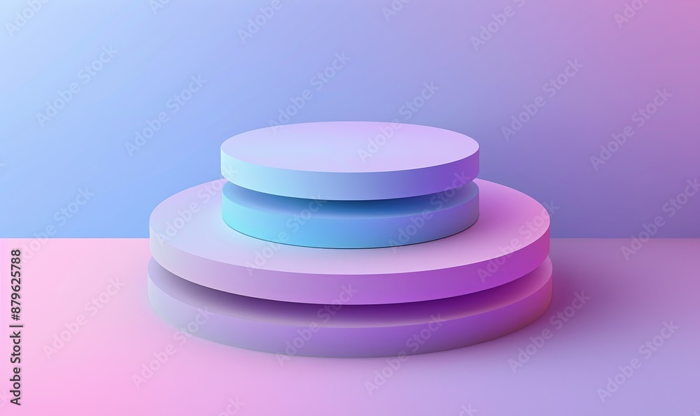 Abstract Minimalist 3D Rendering of a Stacked Platform with a Gradient Background Abstract Minimalist 3D Rendering of a Stacked Platform with a Gradient Background