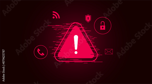 Danger notification. Warnings against malware, phishing and other cyber crimes. Awareness of cyber threats via smartphone. Be careful of scams on social media, phishing emails, spam phone calls