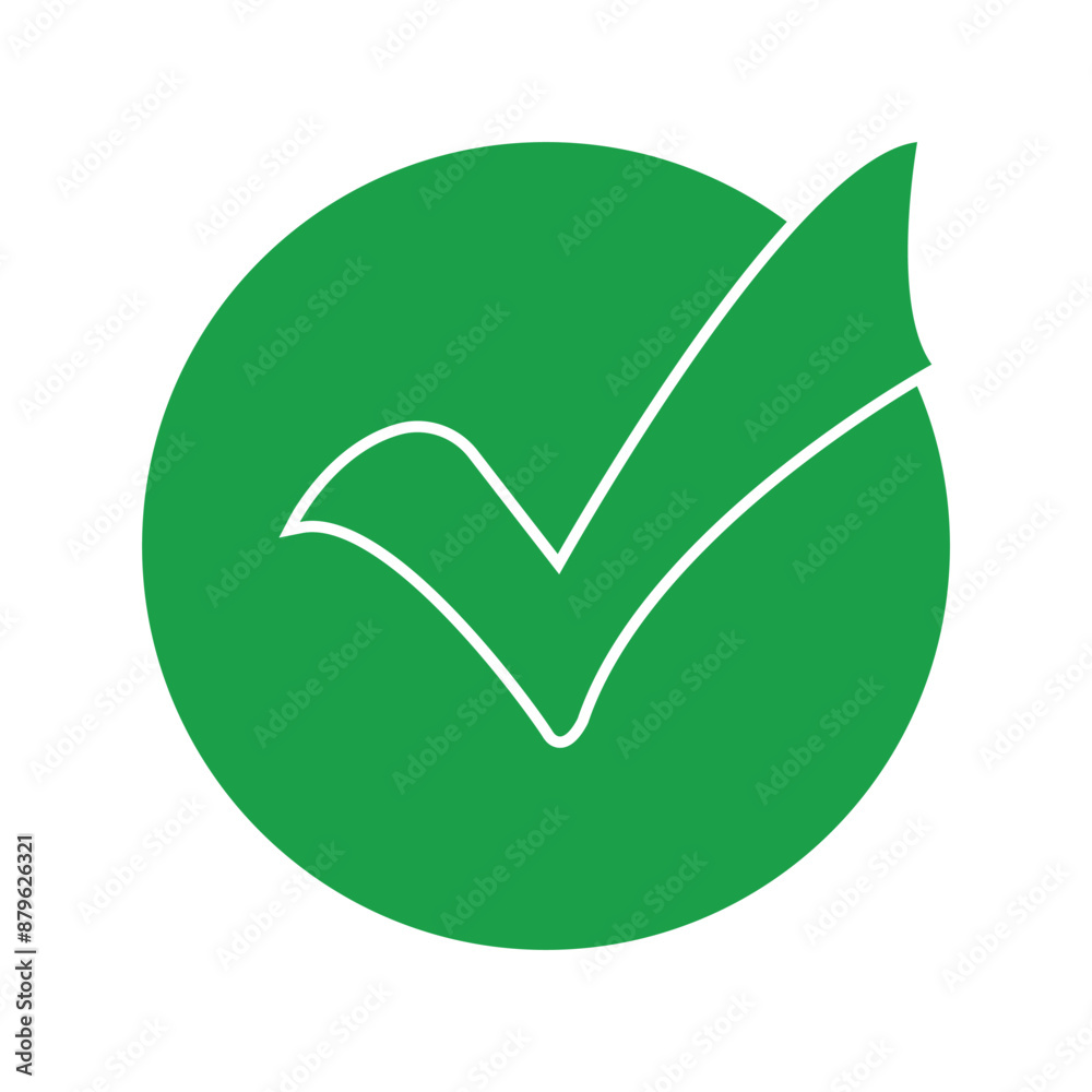 Green check mark icon on white background, green right tick mark icon. EPs 10/AI Green check mark icon on white background, green right tick mark icon. EPs 10/AI
