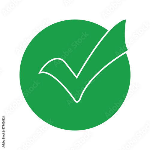Green check mark icon on white background, green right tick mark icon. EPs 10/AI