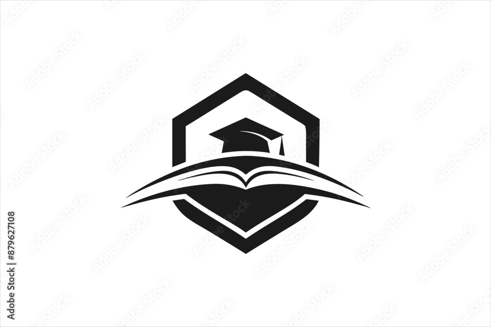 a minimalist Education vector art illustration with a Education logo, featuring a modern stylish shape with an underline a minimalist Education vector art illustration with a Education logo, featuring a modern stylish shape with an underline
