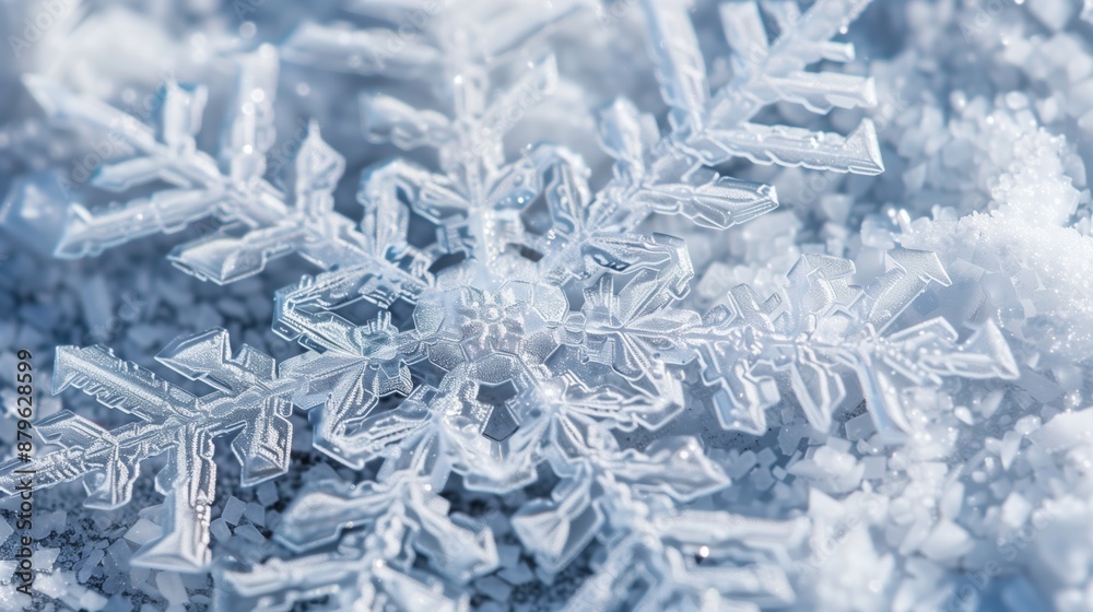 A close-up of a snowflake shows intricate patterns, revealing natural symmetry and delicate structures. A close-up of a snowflake shows intricate patterns, revealing natural symmetry and delicate structures.