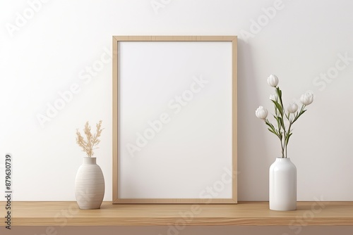 Mockup with White Frame and Vases.