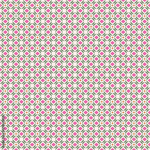 Retro Geometric Florals Seamless Pattern Tile Style Simple Shapes Beautiful Color