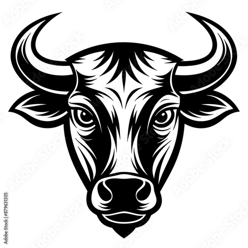 A cow head isolated on white logo icon vector illustration.