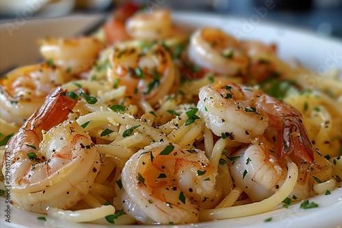 Scrumptious seafood pasta with succulent shrimp and zesty lemon butter sauce