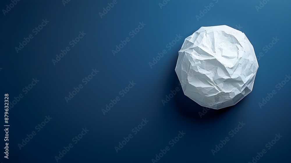 Fototapeta premium Origami Paper Moon on Navy Blue Background