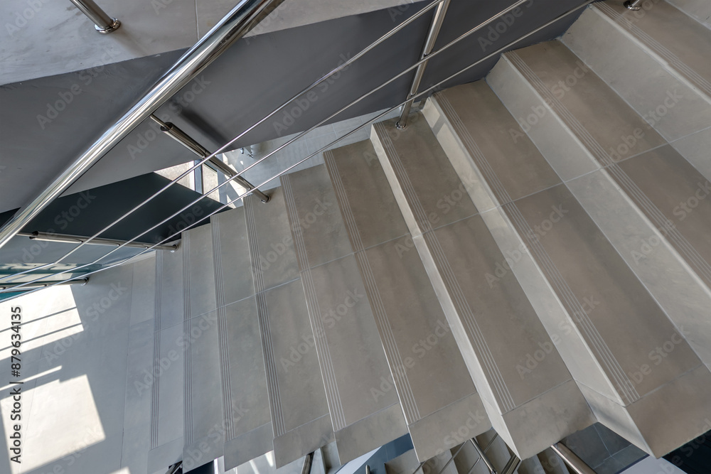 Obraz premium stairs emergency and evacuation exit stair in up ladder in a new office building
