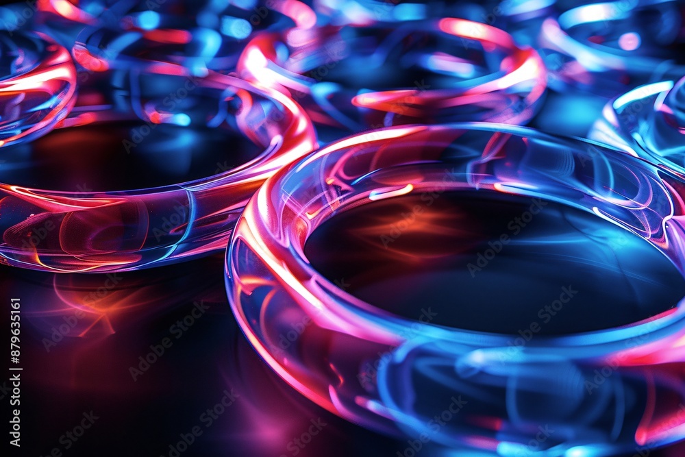 Neon Glowing Rings in a Futuristic Abstract Design Neon Glowing Rings in a Futuristic Abstract Design